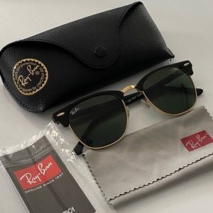 Black and Gold Ray-Ban Clubmaster Sunglasses